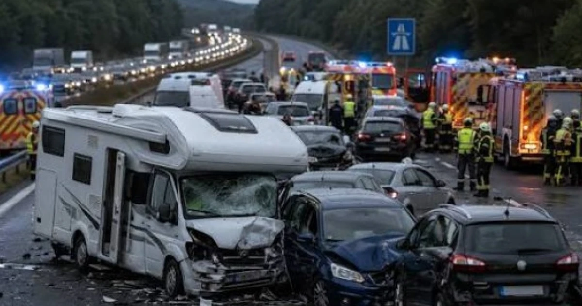 Кемпер се вряза в колона от автомобили в Германия. Най-малко 34 души са ранени, сред тях има и деца