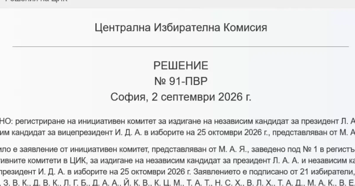 ЦИК „скри“ кандидат-президент